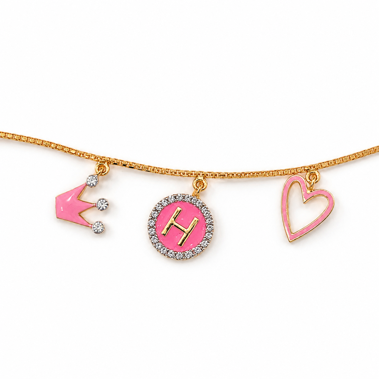 3 Motif Gold Bracelet (Heart/Crown)
