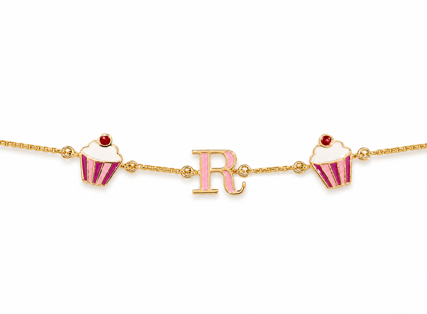 Cupcake Charm Gold Bracelet