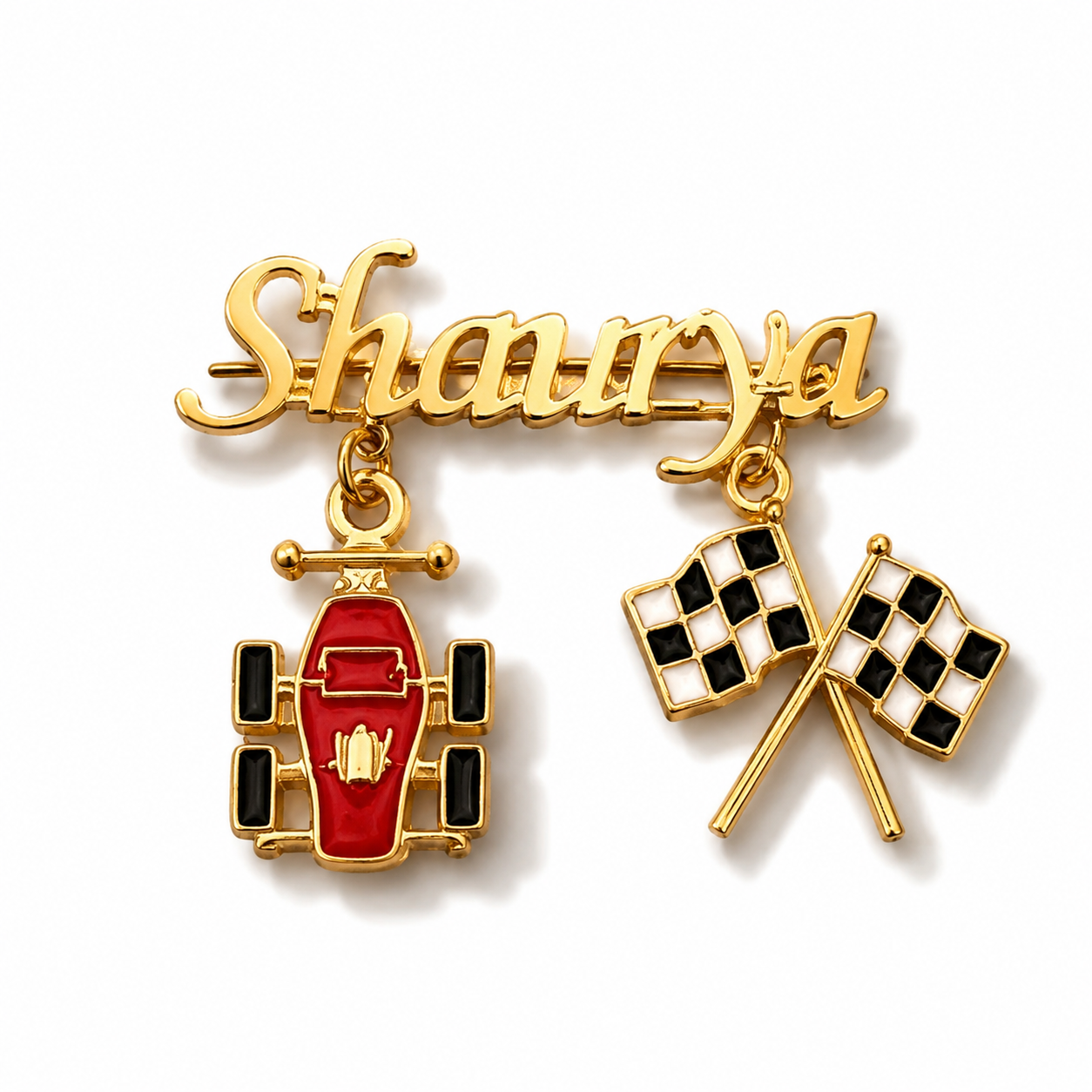 Name Racing Brooch / Lapel Pin