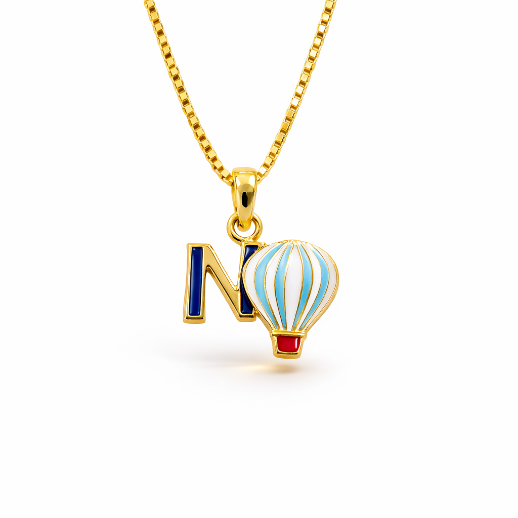 Hot Air Balloon Initial Pendant for kids — BIS Hallmarked, by Rajasi Jindal