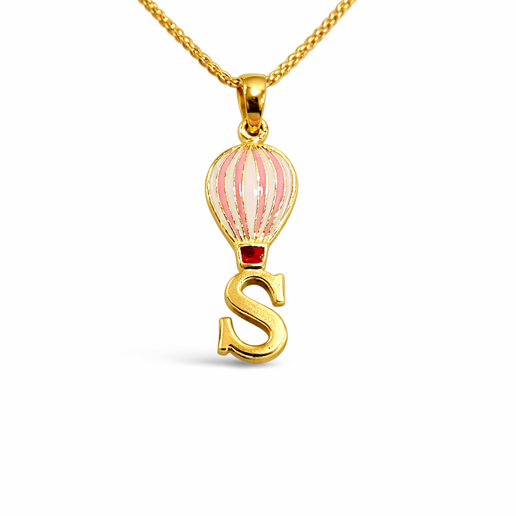 Hot Air Balloon Initial Pendant for kids — BIS Hallmarked, by Rajasi Jindal