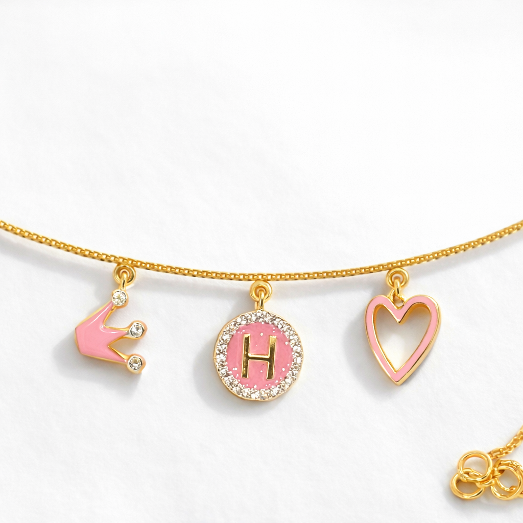3 Motif Silver Bracelet, heart and crown, for babies and kids — BIS Hallmarked 925 silver, by Rajasi Jindal