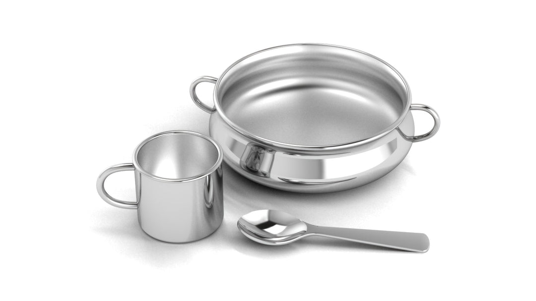Silver Dinner Set for Baby and Child - Traditional Feeding Set