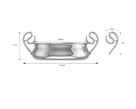 Silver Bowl for Baby and Child - Curved Feeding Porringer