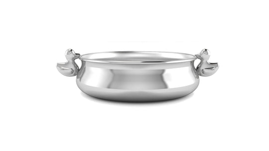 Silver Bowl for Baby and Child - Duck Feeding Porringer