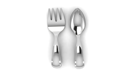 Silver Baby Spoon and Fork Set - Classic Loop