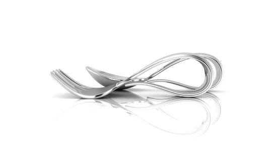 Silver Baby Spoon and Fork Set - Classic Loop
