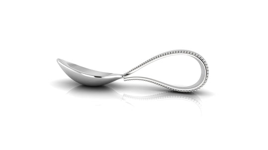 Sterling Silver Baby Spoon & Fork Set - Beaded Loop