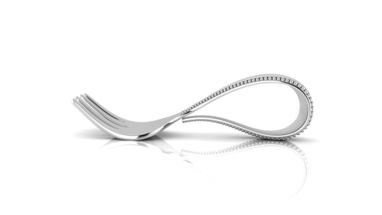 Sterling Silver Baby Spoon & Fork Set - Beaded Loop
