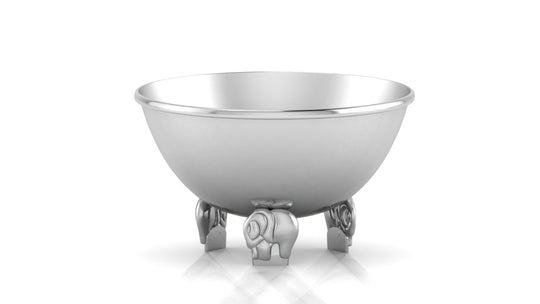Sterling Silver Bowl for Baby and Child - Elephant supports