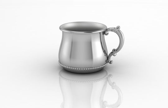 Silver Baby Cup - Beaded Bulge with a Victorian Handle
