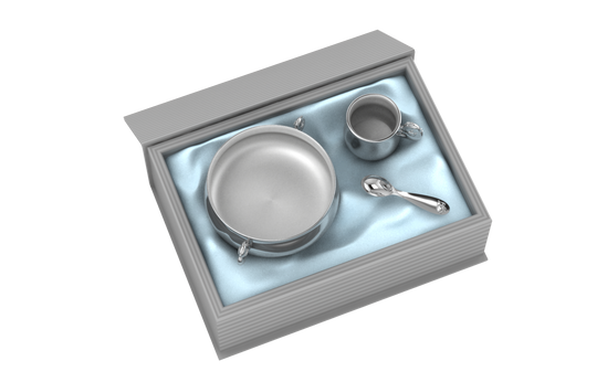 Silver Plated Gift Set for Baby - Hamper with Piggy Bowl, Cup and Spoon