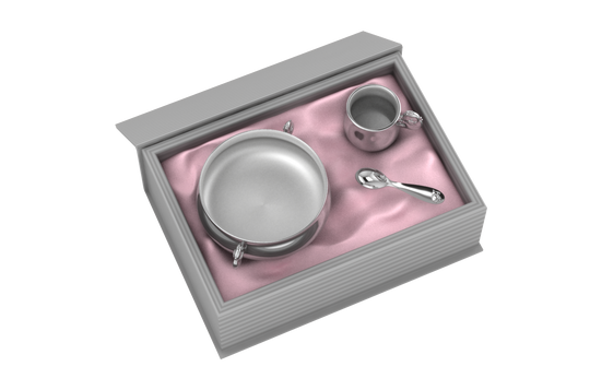 Silver Plated Gift Set for Baby - Hamper with Piggy Bowl, Cup and Spoon