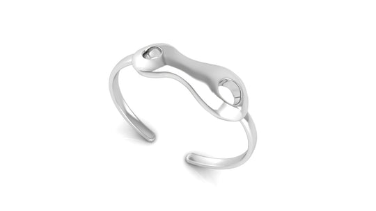 Silver Gift Set for Baby - Hamper with Amoeba Baby Cuff Bracelet and Single Ring Teether/Rattle