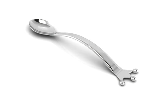 Silver Gift Set for Baby - Hamper with Classic Dumbbell Rattle & Majestic Feeding Spoon