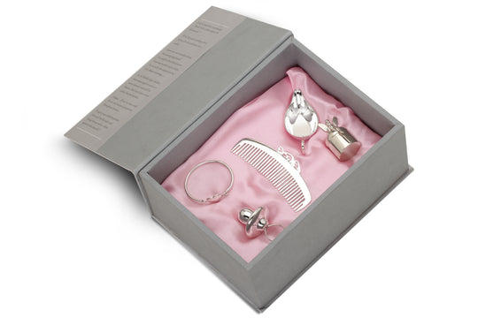 Silver Gift Set for Baby and Child - 5 Pc Hamper Set