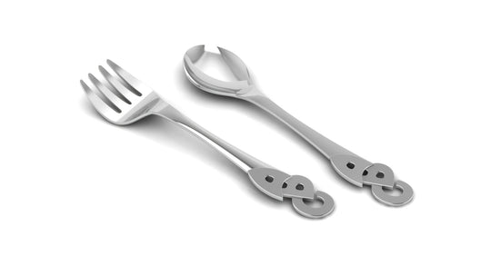 Silver Feeding Gift Set for Baby and Child - Hamper with ABC Cup and ABC Feeding Spoon, ABC Spoon and Fork set)