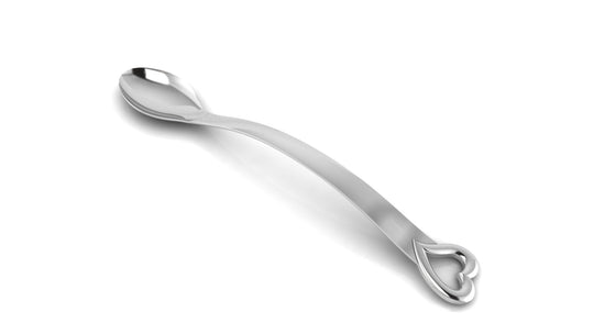 Silver Feeding Gift Set for Baby and Child - Hamper with Heart Spoons Set of 3