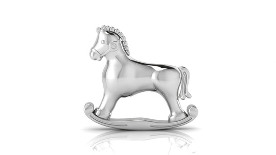 Silver Plated Baby Rattle - Rocking Horse