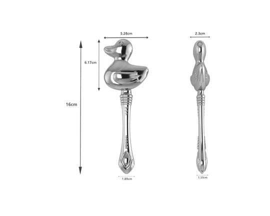 Silver Baby Rattle - DUCK