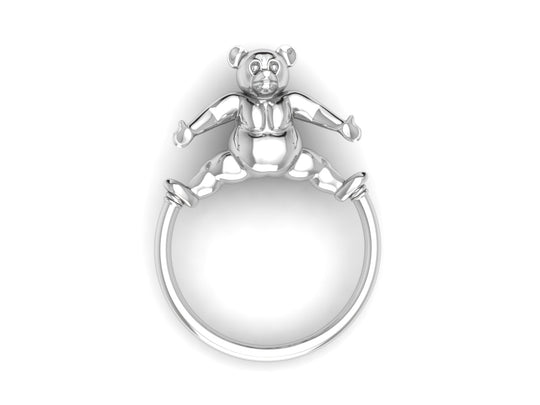 Silver Baby Teddy Ring Rattle
