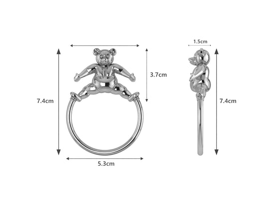 Silver Baby Teddy Ring Rattle