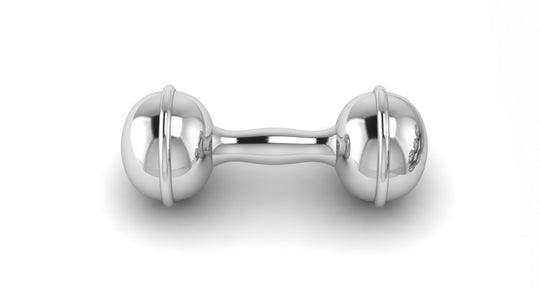 Silver Classic Dumbbell Baby Rattle