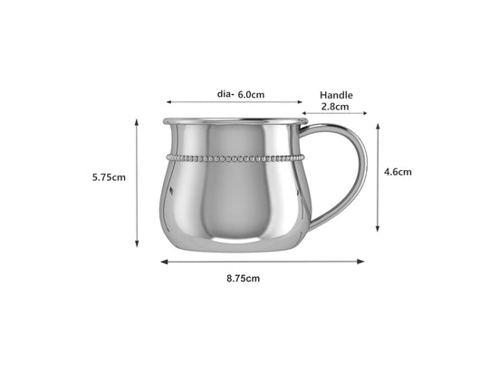 Silver Baby Cup - Beaded Bulge with a Plain Handle