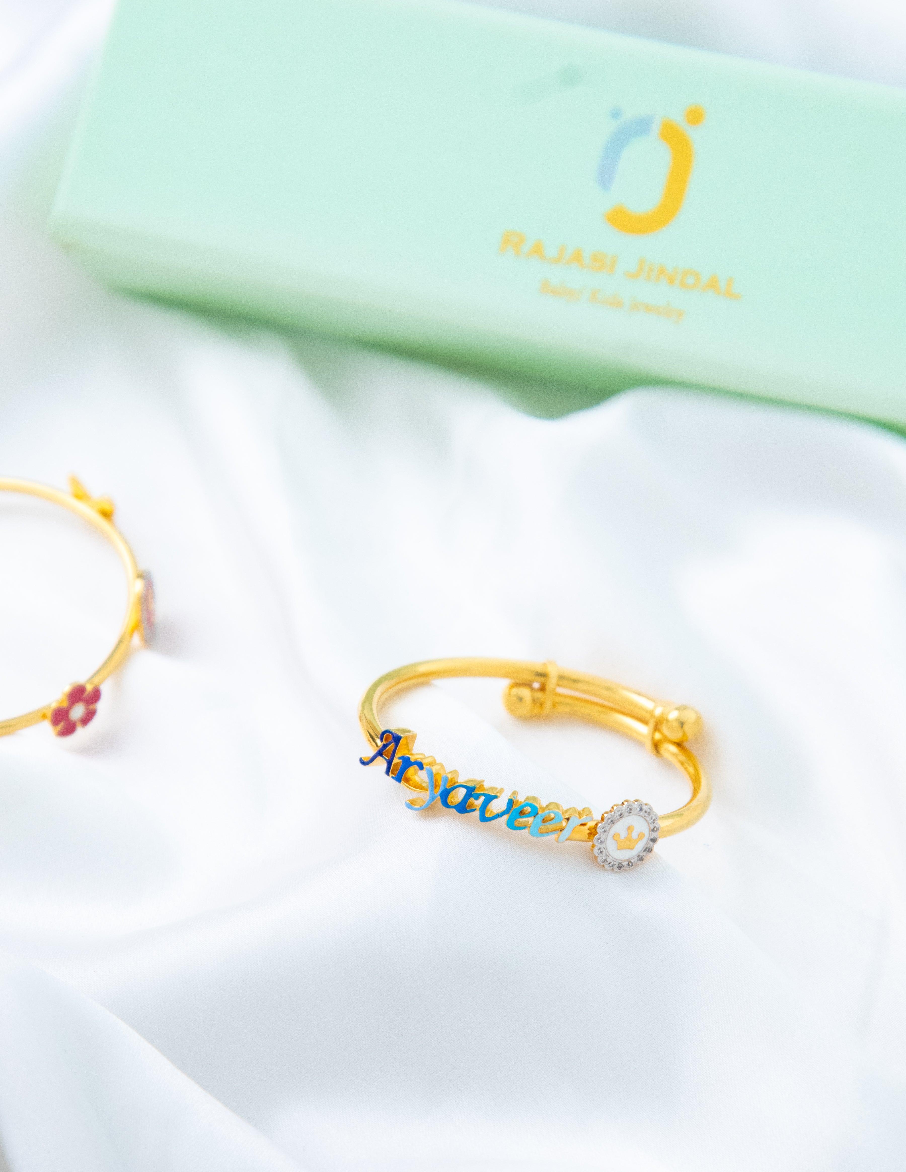 Name Crown Silver Adjustable Bangle for babies and kids — BIS Hallmarked 925 silver, by Rajasi Jindal