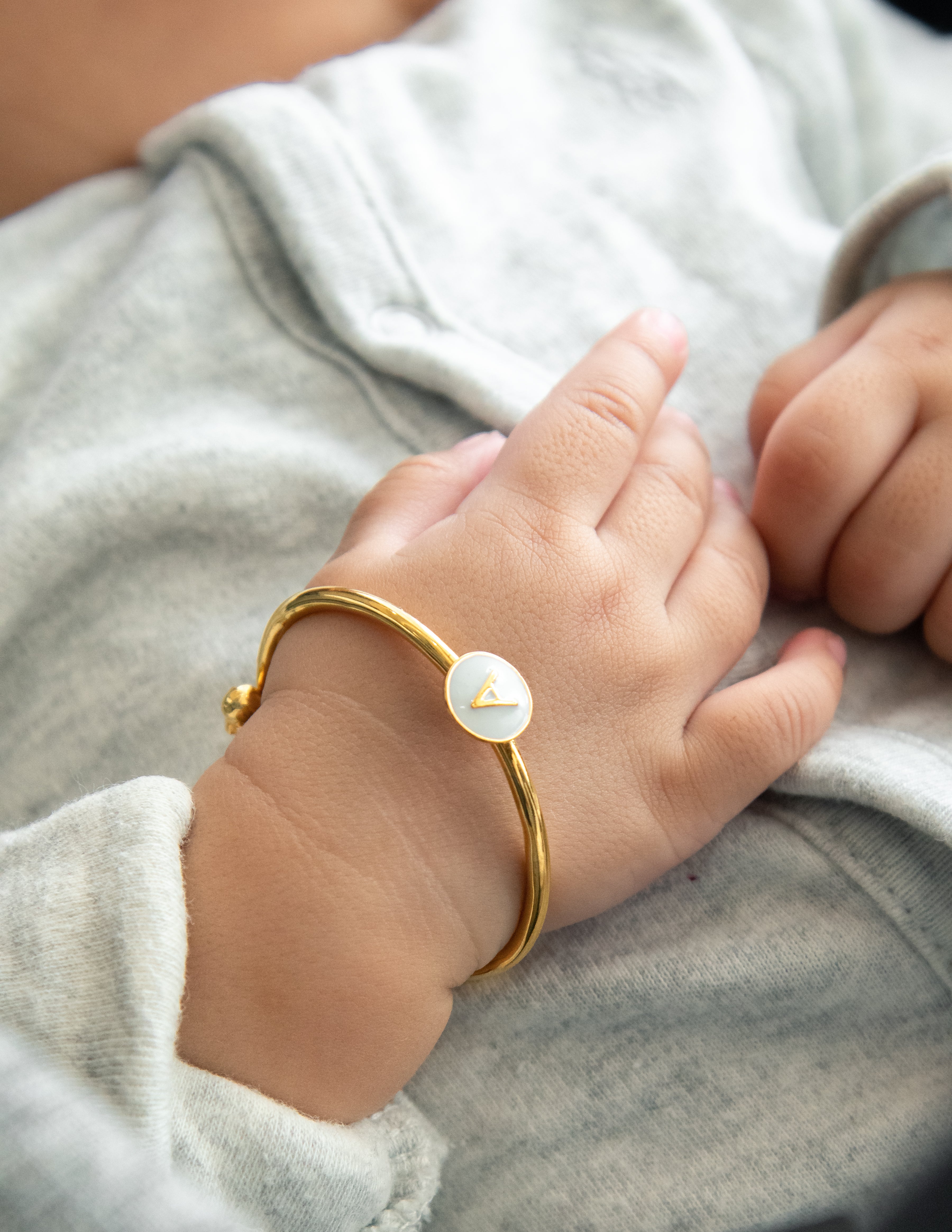 Initial Silver Adjustable Bangle for babies and kids — BIS Hallmarked 925 silver, by Rajasi Jindal