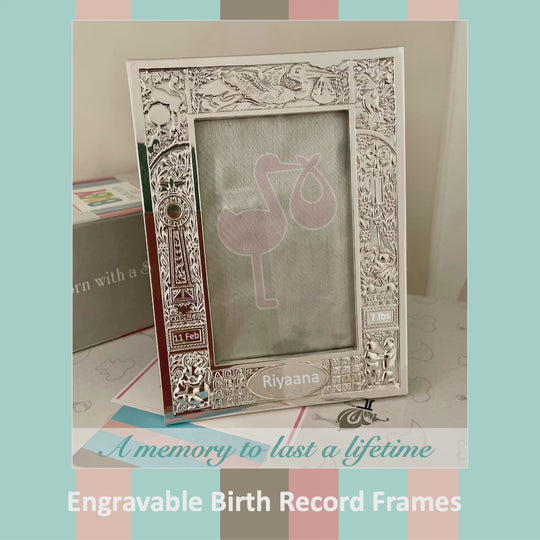Silver Plated Birth Record Frame