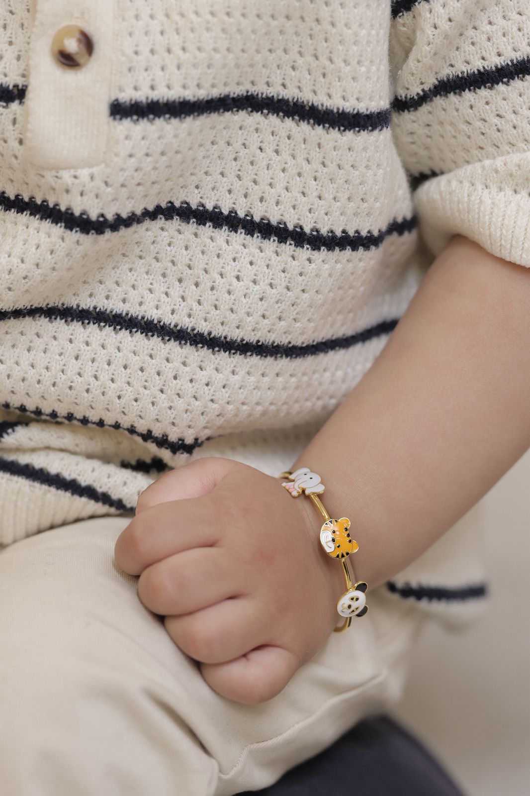 Elephant Tiger Panda Adjustable Bangle for babies and kids — BIS Hallmarked, by Rajasi Jindal