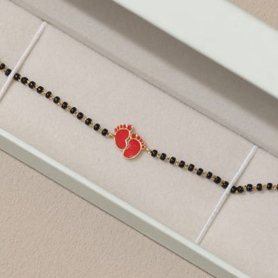 Gold Red Pagli Nazariya for babies — BIS Hallmarked gold evil eye, by Rajasi Jindal