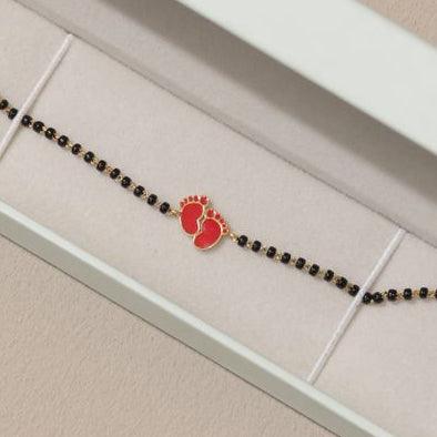 Gold Red Pagli Nazariya for babies — BIS Hallmarked gold evil eye, by Rajasi Jindal