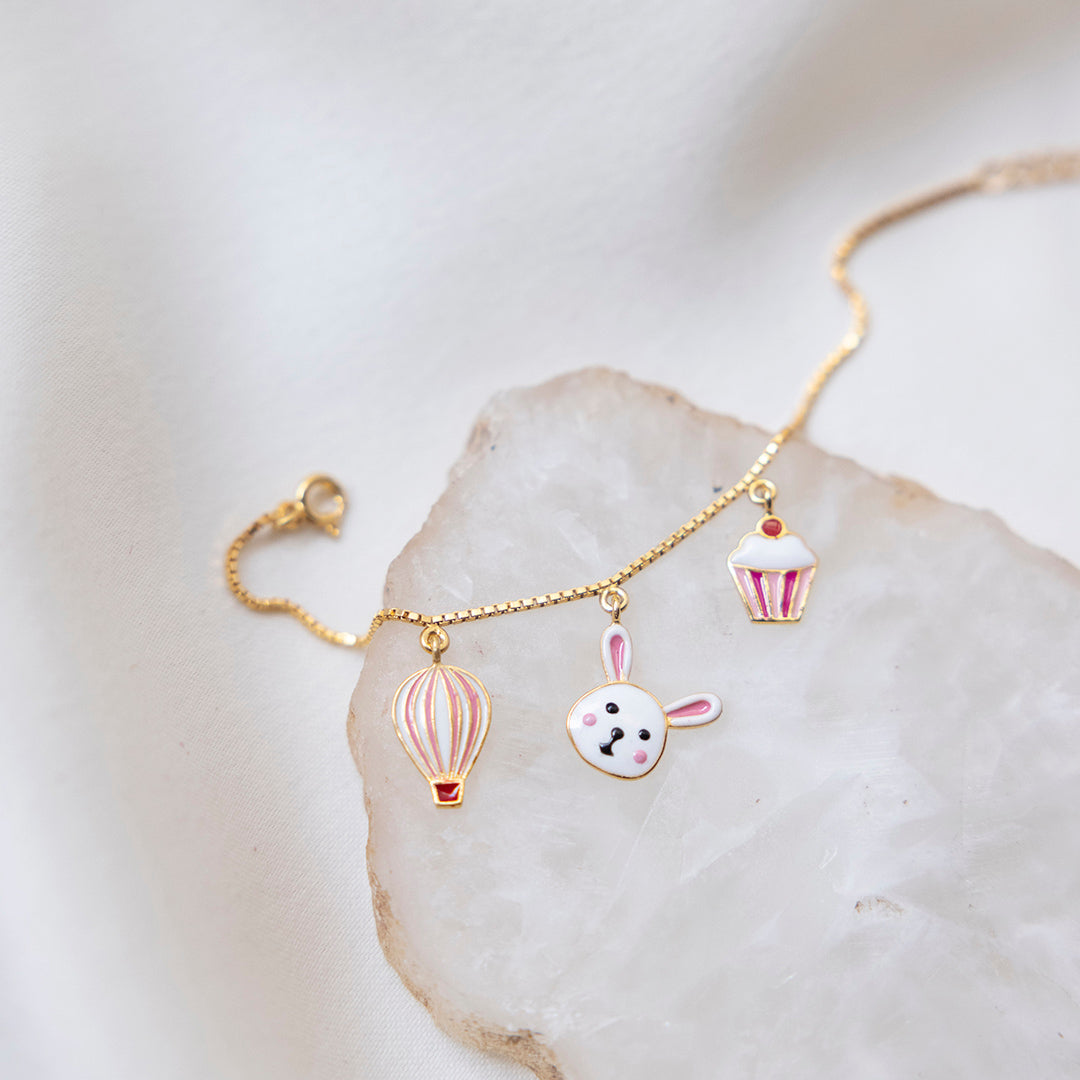 Three Charm Gold Bracelet for babies and kids — BIS Hallmarked gold, by Rajasi Jindal
