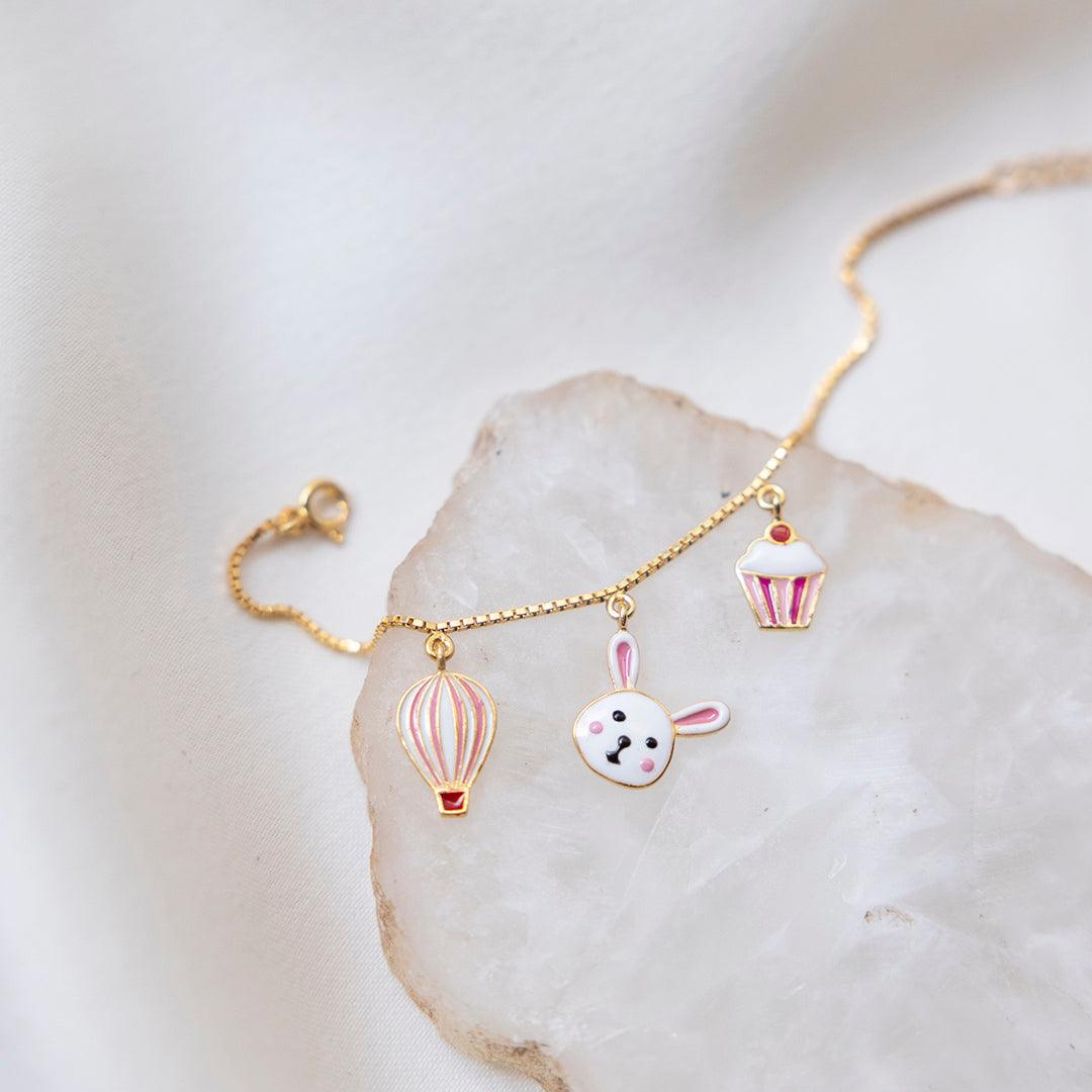 Three Charm Gold Bracelet for babies and kids — BIS Hallmarked gold, by Rajasi Jindal