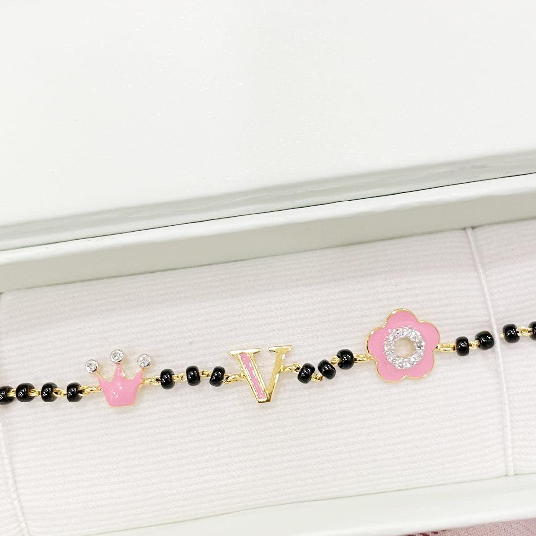 Initial 3 Motif Gold Nazariya for babies — BIS Hallmarked gold evil eye, by Rajasi Jindal