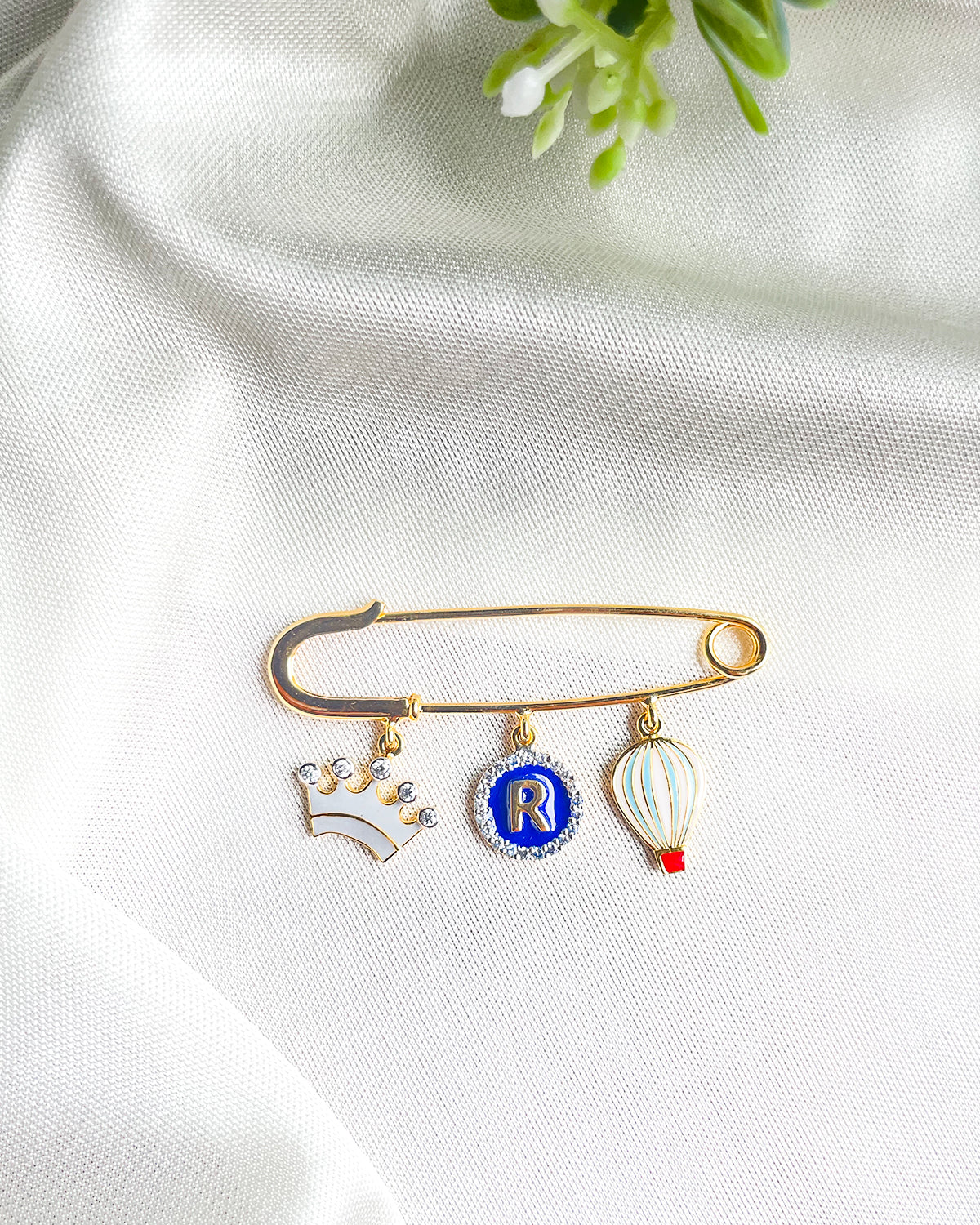 Crown and Hot Air Balloon Lapel Pin for kids — by Rajasi Jindal