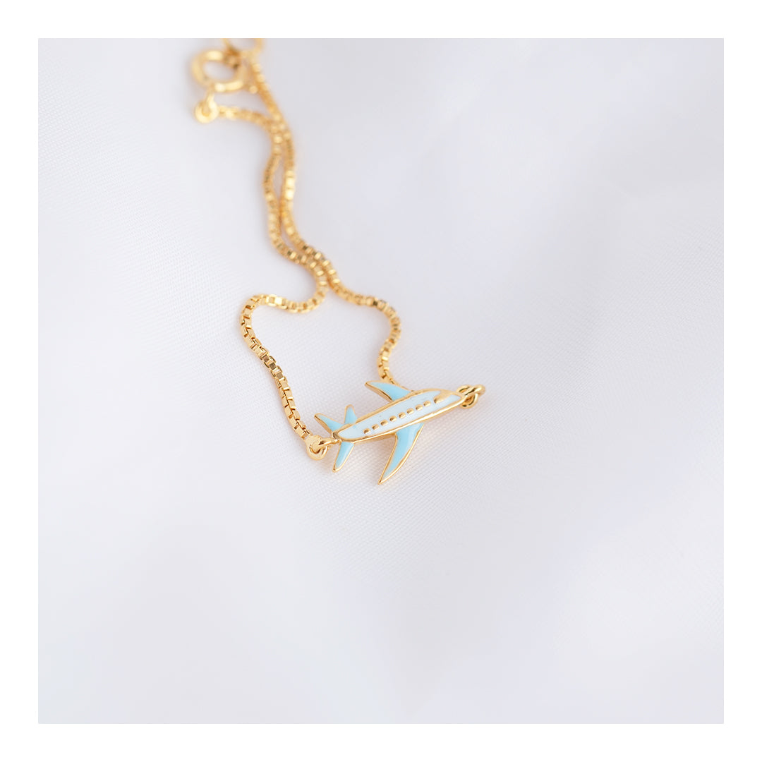Airplane Silver Bracelet in white and blue for babies and kids — BIS Hallmarked 925 silver, by Rajasi Jindal
