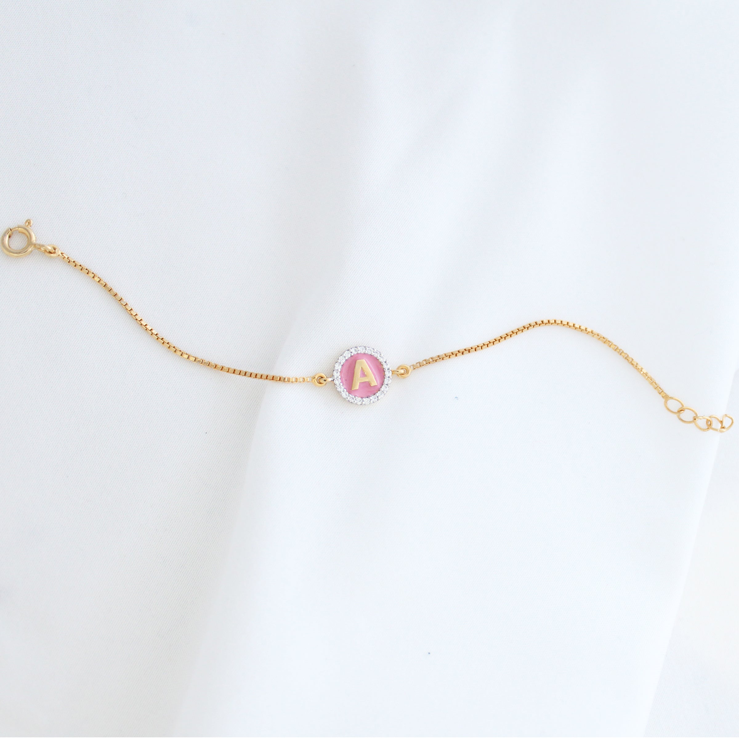 Pink Initial Diamond Bracelet for kids — BIS Hallmarked, by Rajasi Jindal
