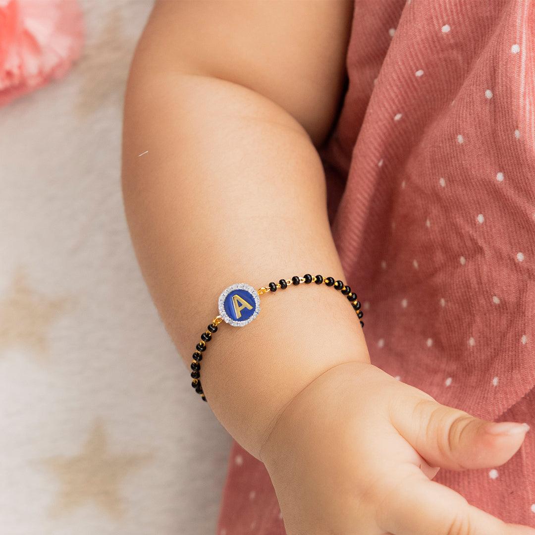 Initial Blue Silver Nazariya for babies — BIS Hallmarked 925 silver nazariya, by Rajasi Jindal