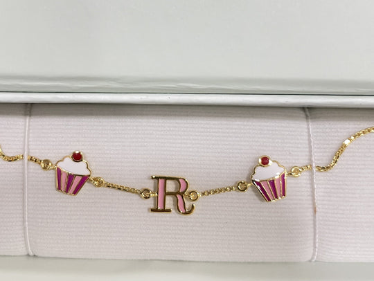 Cupcake Charm Gold Bracelet
