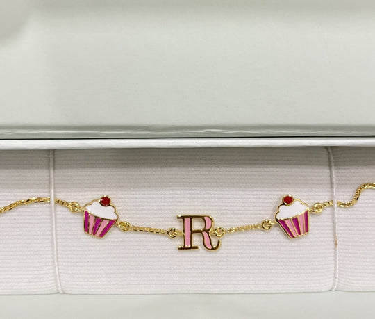 Cupcake Charm Gold Bracelet