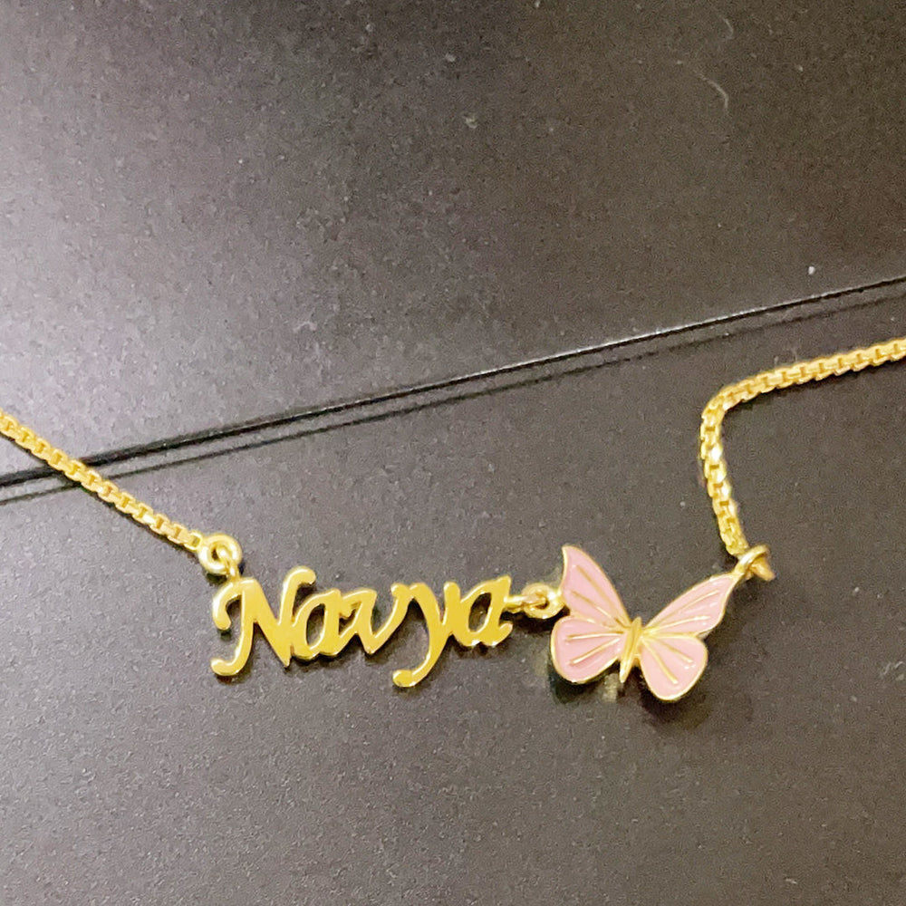 Name with Butterfly Necklace