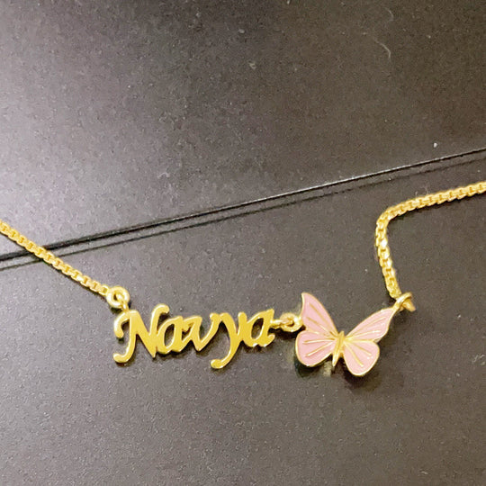 Name with Butterfly Necklace