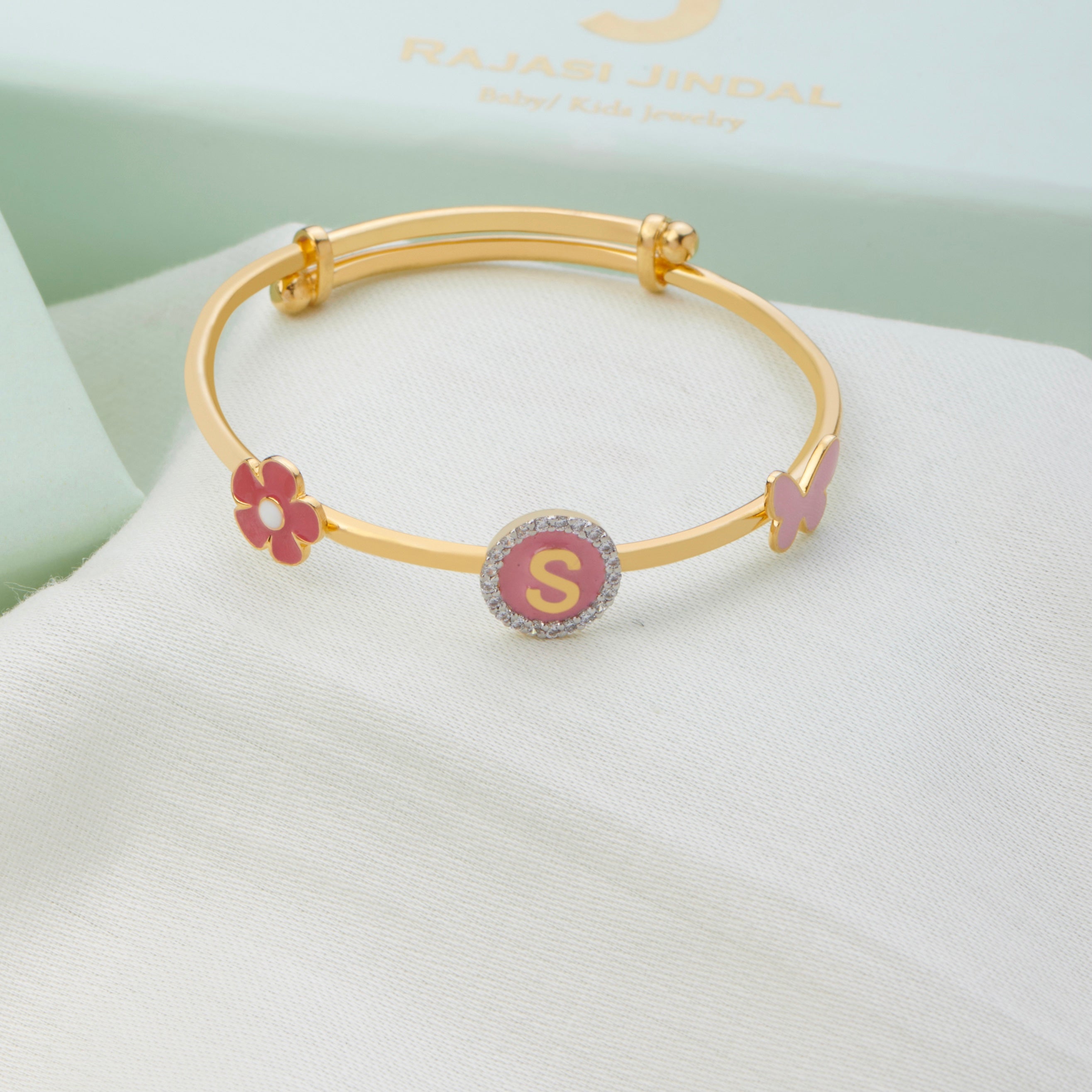 All Pink Gold Adjustable Bangle for babies and kids — BIS Hallmarked gold, by Rajasi Jindal
