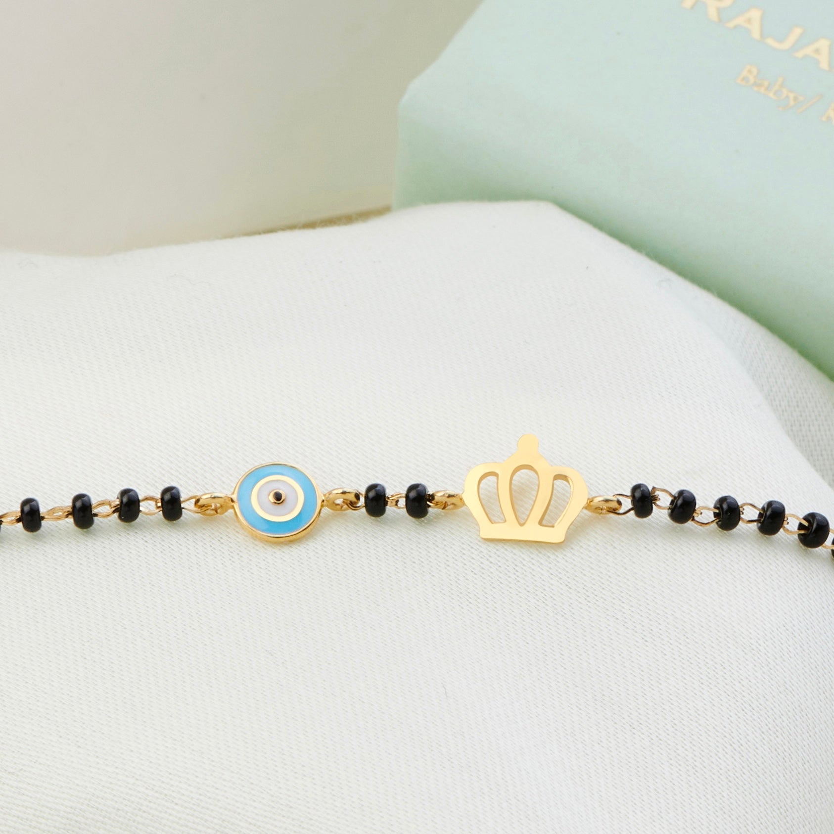Crown Evil Eye Gold Nazariya for babies — BIS Hallmarked gold evil eye, by Rajasi Jindal