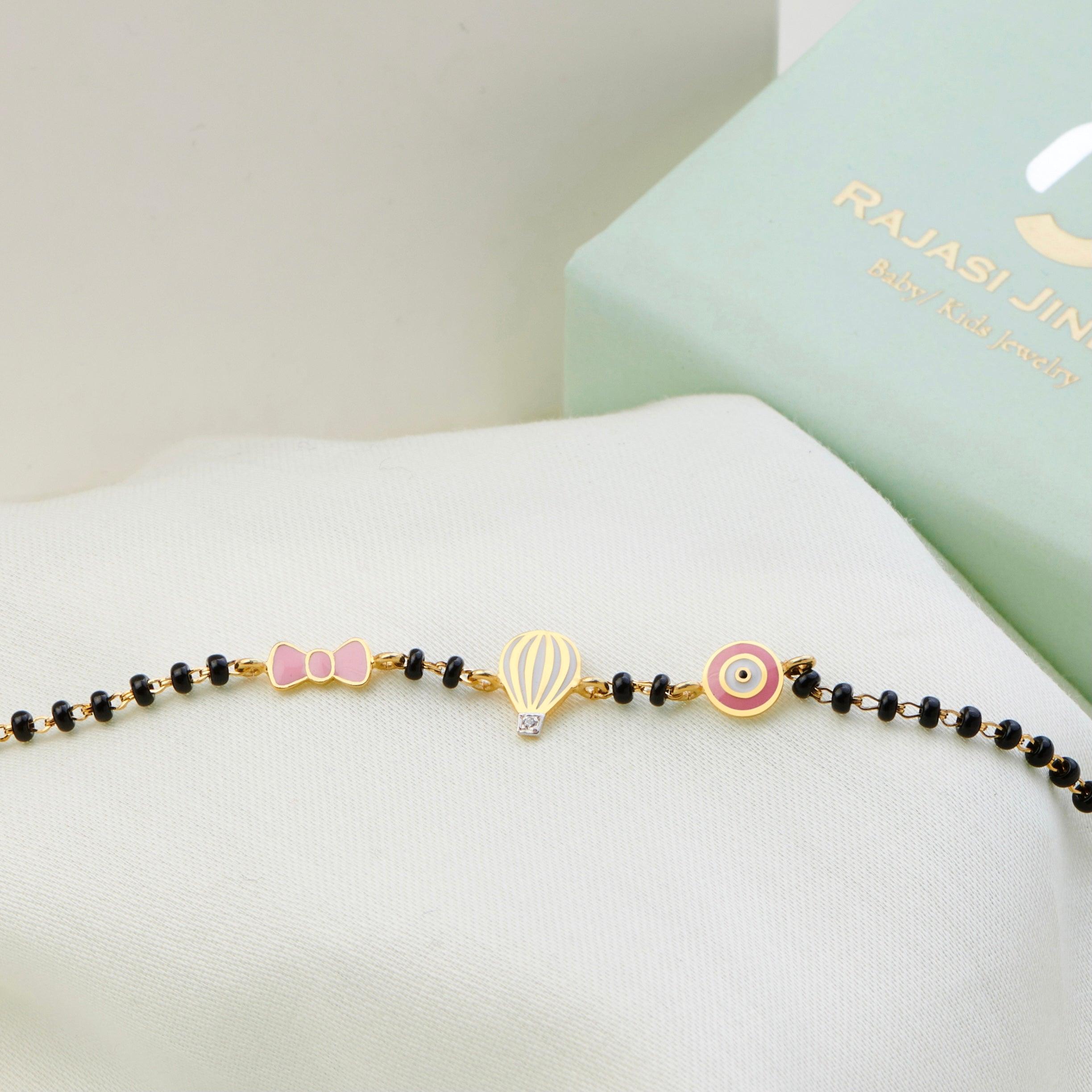 Pink Love Gold Nazariya for babies — BIS Hallmarked gold evil eye, by Rajasi Jindal