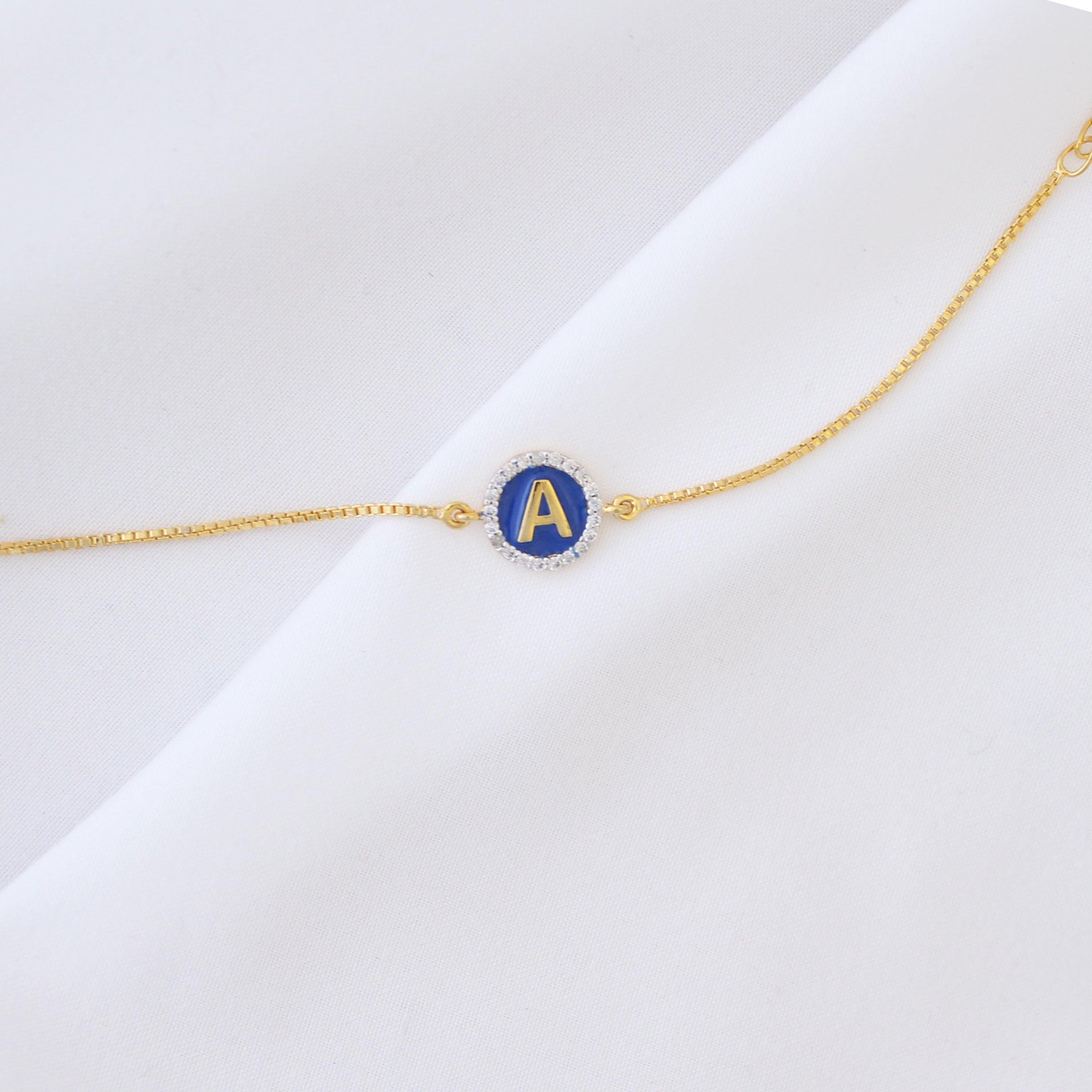 Blue Initial Diamond Bracelet for kids — BIS Hallmarked, by Rajasi Jindal