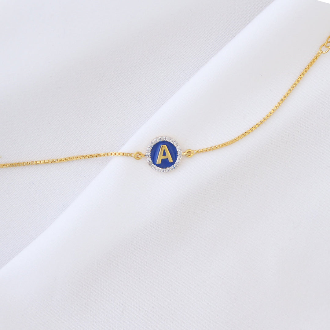 Initial Blue Silver Bracelet